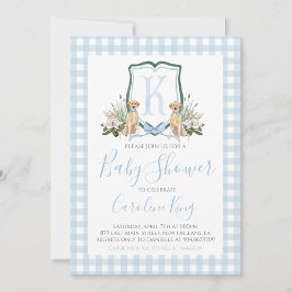Preppy Southern Blue Boy Hund Baby Shower Inbjudningar
