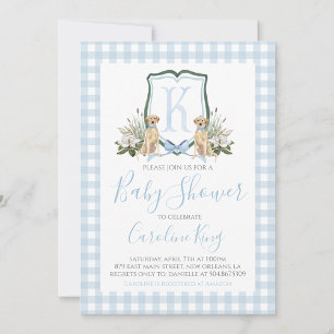 Preppy Southern Blue Boy Hund Baby Shower Inbjudningar