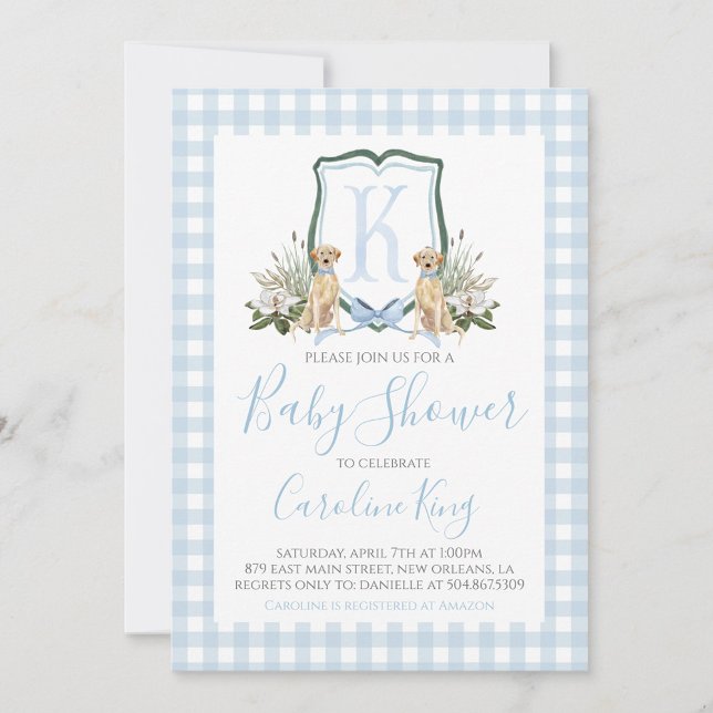 Preppy Southern Blue Boy Hund Baby Shower Inbjudningar (Skapare uppladdad)