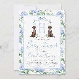 Preppy Southern Blue Boy Hund Baby Shower Inbjudningar