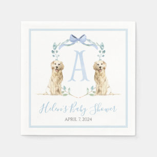 Preppy Southern Blue Boy Hund Baby Shower Pappersservett
