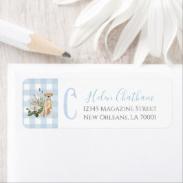 Preppy Southern Blue Boy Hund Baby Shower Returadress Etikett