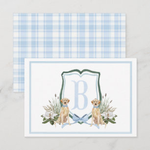 Preppy Southern Blue Boy Hund Baby Shower Tack Kort