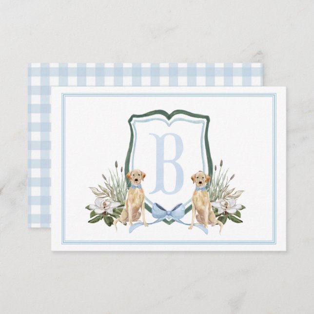 Preppy Southern Blue Boy Hund Baby Shower Tack Kort (Fram/baksida)