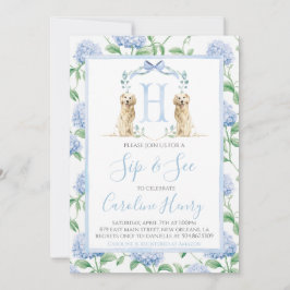 Preppy Southern Blue Boy Hund Sip & See Inbjudningar