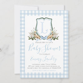 Preppy Southern Blue Boy Pelican Baby Shower Inbjudningar