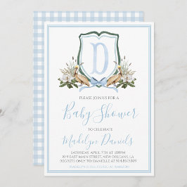 Preppy Southern Blue Boy Pelican Baby Shower Inbjudningar