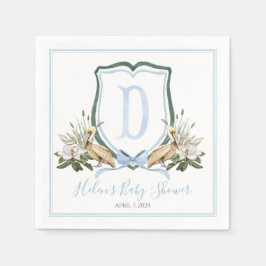 Preppy Southern Blue Boy Pelican Baby Shower Pappersservett