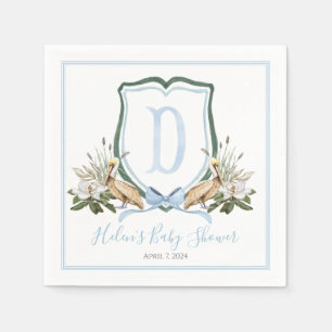Preppy Southern Blue Boy Pelican Baby Shower Pappersservett