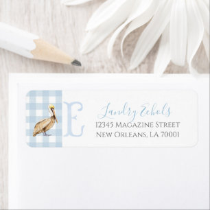 Preppy Southern Blue Boy Pelican Baby Shower Returadress Etikett
