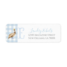 Preppy Southern Blue Boy Pelican Baby Shower Returadress Etikett