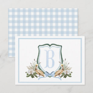 Preppy Southern Blue Boy Pelican Baby Shower Tack Kort