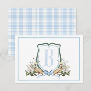 Preppy Southern Blue Boy Pelican Baby Shower Tack Kort