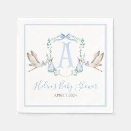 Preppy Southern Blue Boy Stork Baby Shower Pappersservett