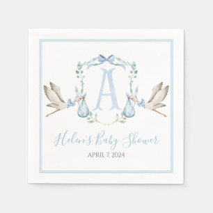 Preppy Southern Blue Boy Stork Baby Shower Pappersservett
