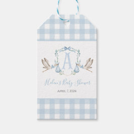 Preppy Southern Blue Boy Stork Baby Shower Presentetikett