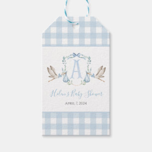 Preppy Southern Blue Boy Stork Baby Shower Presentetikett