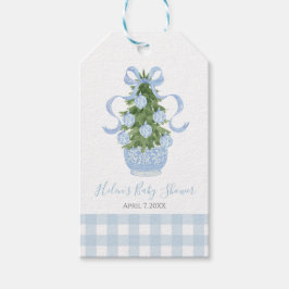 Preppy Southern Blue Chinoiserie Julgran Presentetikett