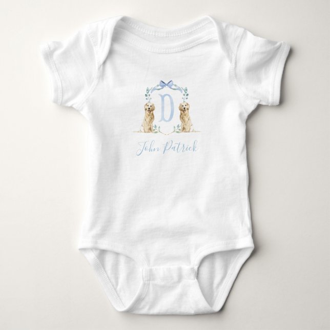Preppy Southern Blue Hund Boy Baby Shower Baby T Shirt (Framsida)