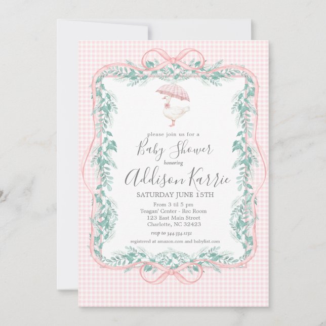 Preppy Southern goose baby shower invite Inbjudningar (Framsida)