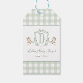 Preppy Southern Grönt Boy Stork Baby Shower Presentetikett