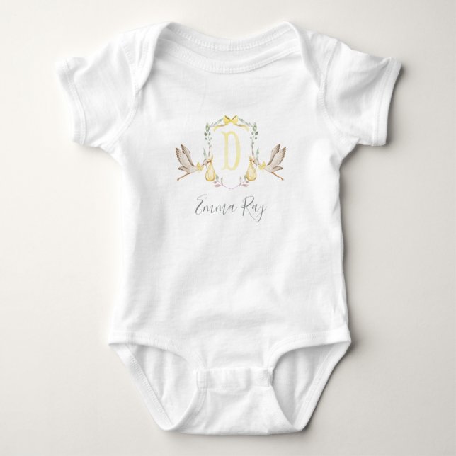 Preppy Southern Gult Stork Girl Baby Shower T Shirt (Framsida)