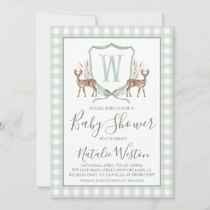 Preppy Southern Hjort Sage Grönt Boy Shower Inbjudningar