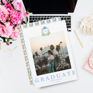 Preppy Southern Monogram Studenten Photo Inbjudningar