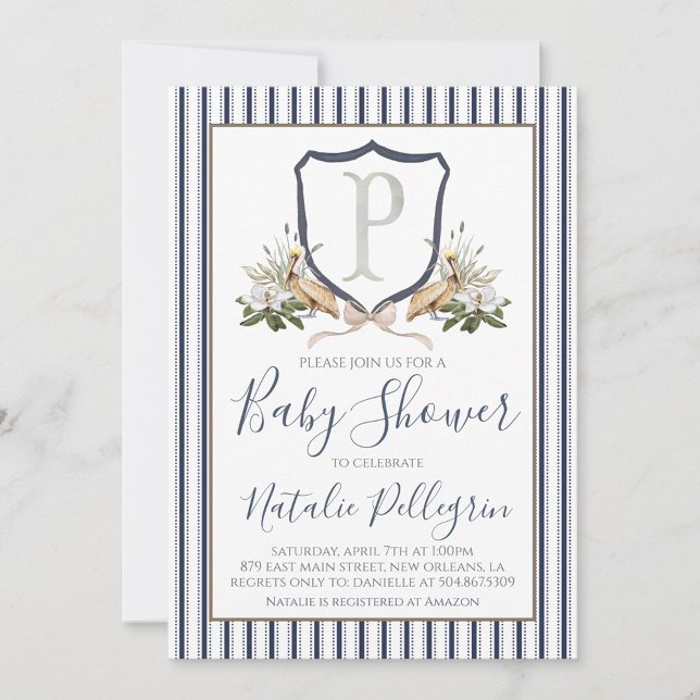 Preppy Southern Pelican Boy Shower Inbjudningar (Skapare uppladdad)