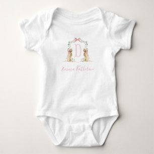 Preppy Southern Rosa Girl Hund Baby Shower Baby T Shirt