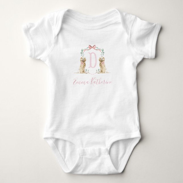 Preppy Southern Rosa Girl Hund Baby Shower Baby T Shirt (Framsida)