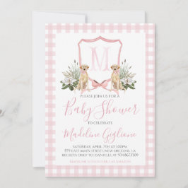Preppy Southern Rosa Hund Girl Baby Shower Inbjudningar
