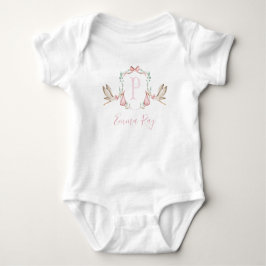 Preppy Southern Rosa Stork Girl Baby Shower T Shirt