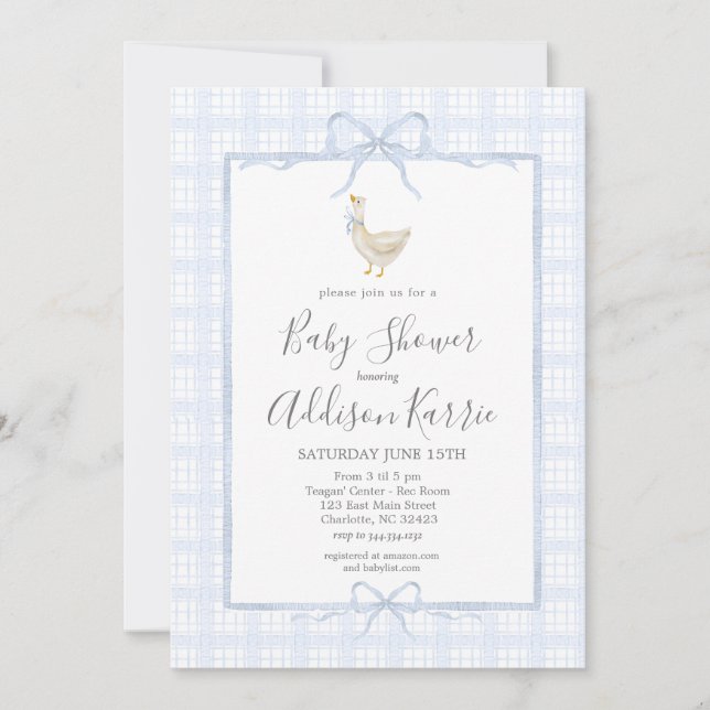 Preppy Southern silly goose boy baby shower invite Inbjudningar (Framsida)