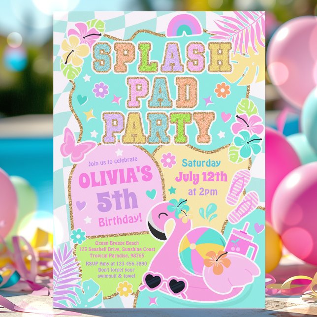 Preppy Splash Pad Party Cute Girly Pool Birthday Inbjudningar (Skapare uppladdad)