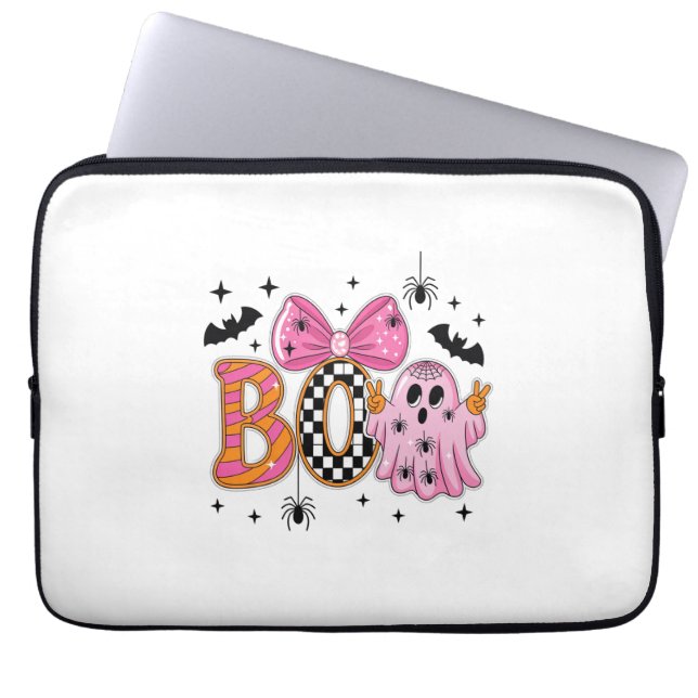 Preppy Spooky Halloween Boo Laptop Fodral (Framsidan)