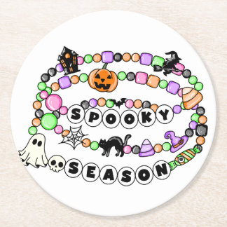 Preppy Spooky Season Halloween Vänskap Bracelet Underlägg Papper Rund