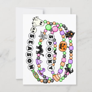 Preppy Spooky Season Halloween Vänskap Bracelet Vykort