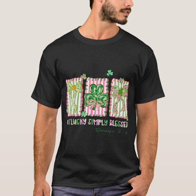 Preppy St Patrick's Day Simply Blessed Coquette-sl T Shirt (Framsida)