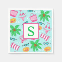 Preppy strandhandduk med palmer Monogram handduk