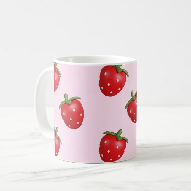 Preppy Strawberry Girly Coquette Rosa Mugg Gift (Framsida vänster)