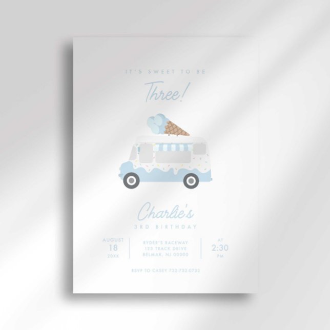 Preppy Stripe Ice Cream Truck Birthday Invitation Inbjudningar (Skapare uppladdad)