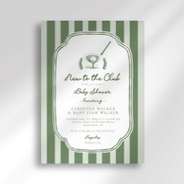 Preppy Stripe New to the Club Golf Baby Shower Inbjudningar