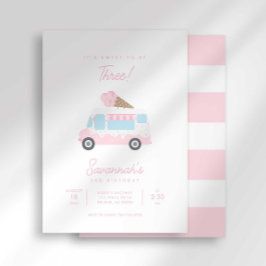 Preppy Stripe Sweet Ice Cream Birthday Invitation Inbjudningar