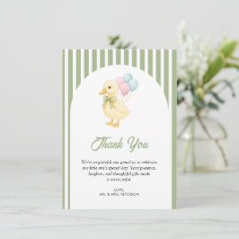 Preppy Stripes Cute Duck Theme Kids Birthday Party Tack Kort