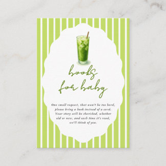 Preppy Stripes Matcha Baby Shower Books For Baby Tilläggskort