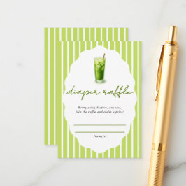 Preppy Stripes Matcha Baby Shower Diaper Raffle Tilläggskort