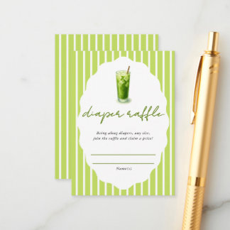 Preppy Stripes Matcha Baby Shower Diaper Raffle Tilläggskort