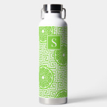 Preppy Summer Citrus Lime on Lime Greek Key Stripe