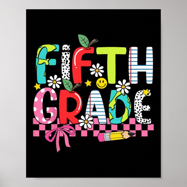 Preppy Supplies Fifth Grade Happy Last Day Of Scho Poster (Framsidan)